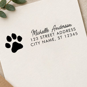 Trendy Pet Paw Print Return Address Label Self-inking Stamp