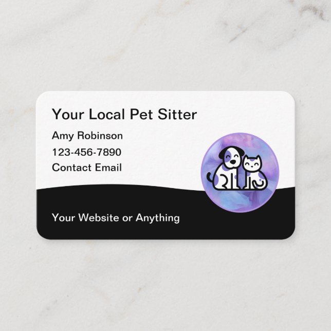 Trendy Pet Sitter Modern Business Cards (Front)
