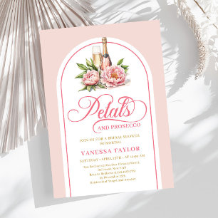 Trendy petals and prosecco blush and gold invite