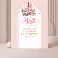 Trendy petals and prosecco bridal shower backdrop