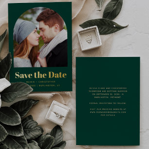 Trendy Photo Arch Green Gold Save the Date