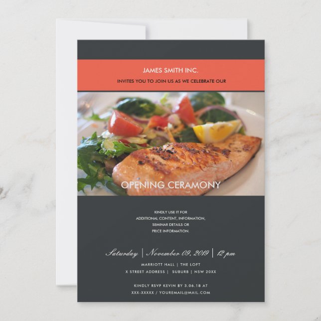 TRENDY PHOTO BLACK RED GRAND OPENING CEREMONY INVITATION (Front)