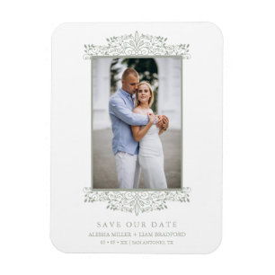 Trendy Photo Chic Ornament Sophisticated Wedding Magnet