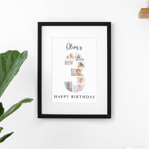 Trendy Photo Collage 3rd Birthday Party Welcome Poster