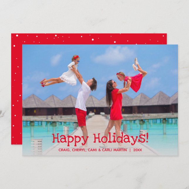 Trendy Photo Happy Holiday Card (Front/Back)