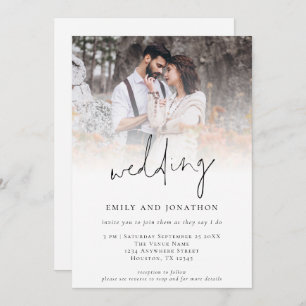Trendy Photo QR Informal Script Wedding Invite