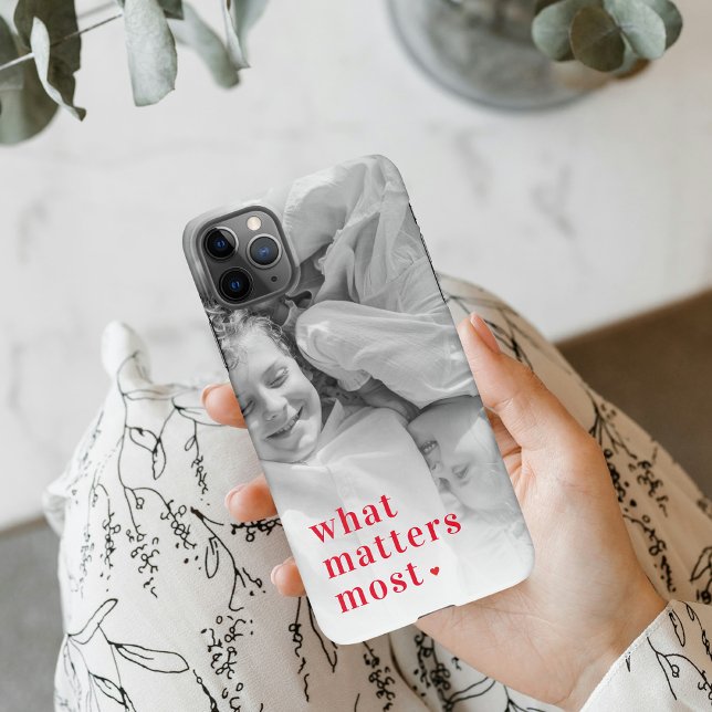 Trendy Photo & What Matters Most Positive RedQuote iPhone Case (Creator Uploaded)
