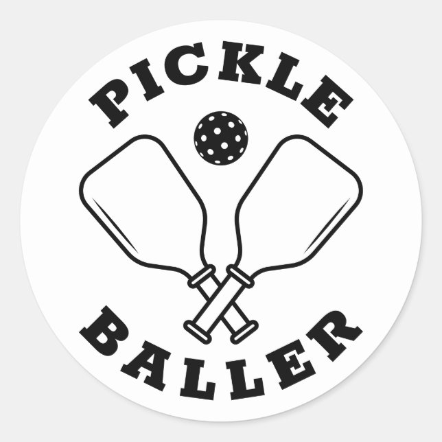 Trendy Pickle Baller Classic Round Sticker (Front)