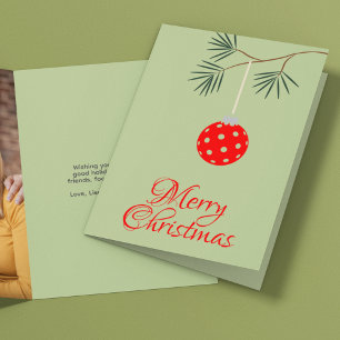 Trendy Pickleball Ornament Green Christmas Photo Holiday Card