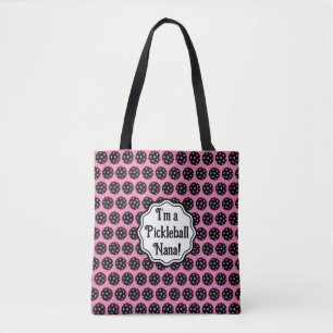 Trendy Pickleball Personalised Black and Pink Tote Bag