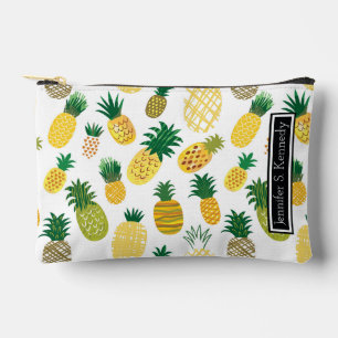 Trendy Pineapple Pattern Add Your Name Accessory Pouch