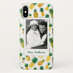 Trendy Pineapple Pattern   Add Your Photo & Name Case-Mate iPhone Case
