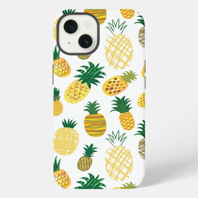 Trendy Pineapple Pattern iPhone Case (Back)