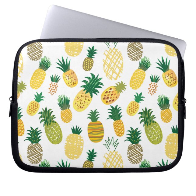 Trendy Pineapple Pattern Laptop Sleeve (Front)