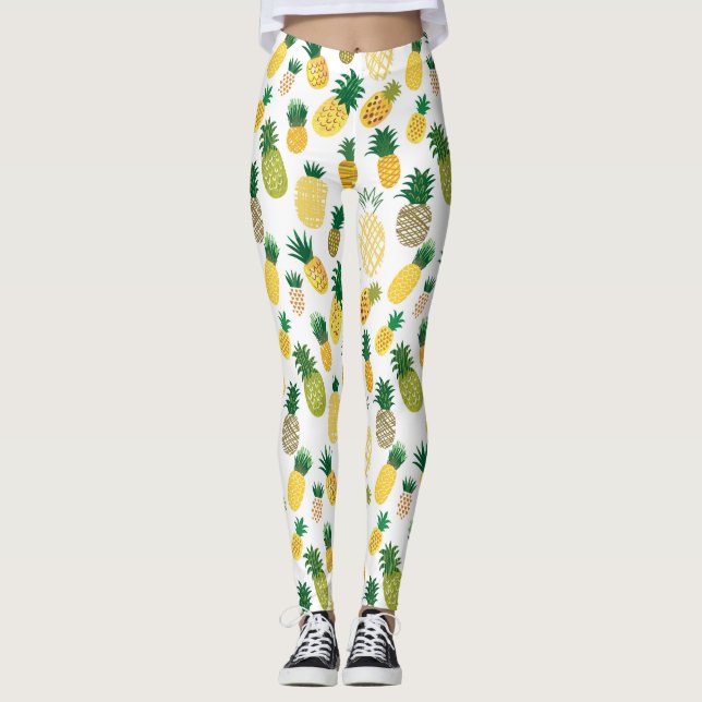 Trendy Pineapple Pattern Leggings (Front)