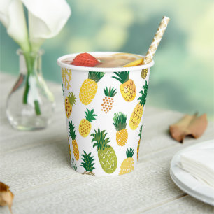 Trendy Pineapple Pattern Paper Cups