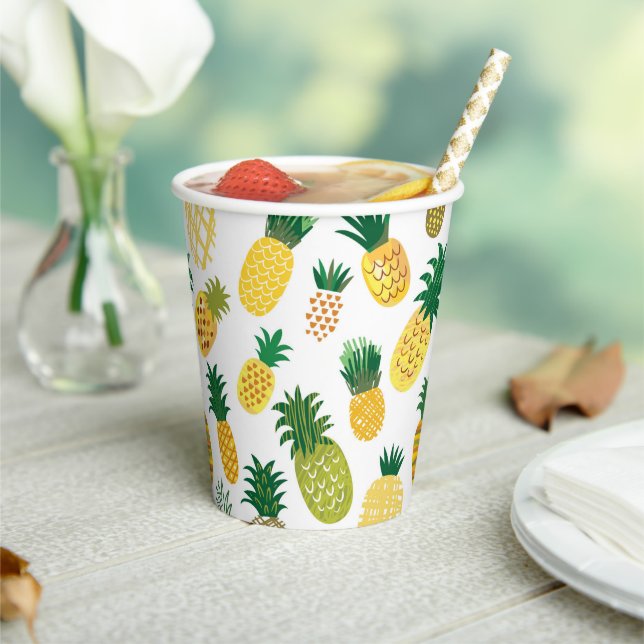 Trendy Pineapple Pattern Paper Cups (Insitu)
