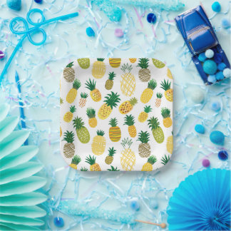 Trendy Pineapple Pattern Paper Plate