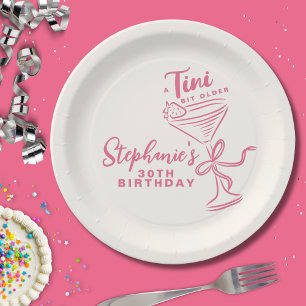 Trendy Pink A Tini Bit Older 30th Birthday Paper Plate