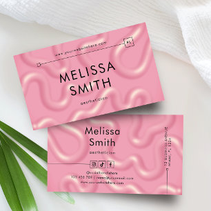 Trendy Pink Abstract 3D Effect Beauty Spa Salon Business Card