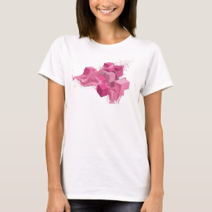 Trendy Pink Abstract Cubes Designer Graphic T-Shirt