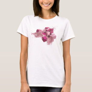 Trendy Pink Abstract Cubes Graphic Design T-Shirt