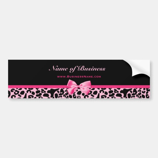 Trendy Pink And Black Leopard Hot Pink Ribbon Bumper Sticker (Front)