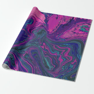 Trendy pink and blue marbling design wrapping paper