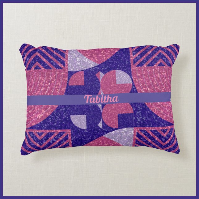Trendy Pink and Purple Geometric Glitter Decorative Cushion (Creator Uploaded)