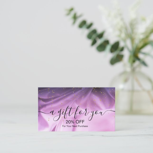 Trendy pink and purple glitter discount card (Standing Front)