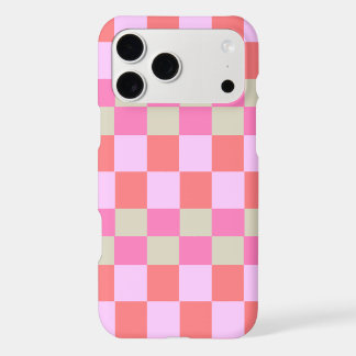 Trendy Pink and Sand Beige Retro Checkerboard