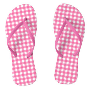Trendy Pink and White Gingham Chequered  Jandals