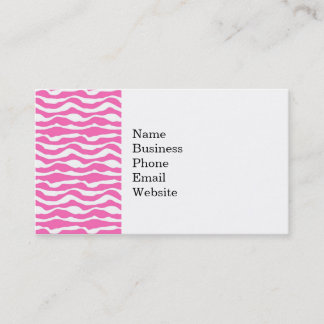 Trendy Pink and White Zebra Striped Pattern Business Card