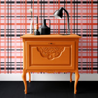 Trendy Pink & Black Halloween Plaid