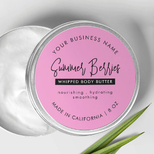 Trendy Pink & Black Lotion Scrub Cosmetic Jar Lid Classic Round Sticker