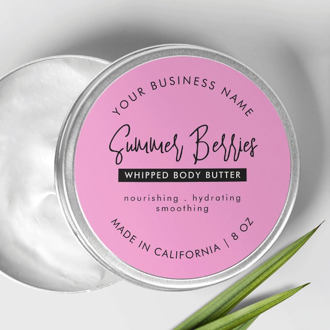 Trendy Pink & Black Lotion Scrub Cosmetic Jar Lid Classic Round Sticker (Trendy Pink & Black Lotion Scrub Cosmetic Jar Lid Classic Round Sticker)