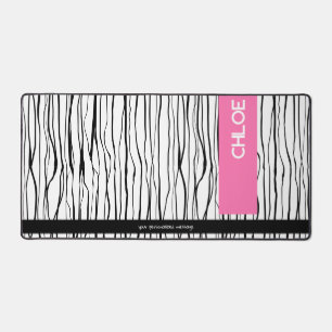 Trendy Pink & Black Personalised  Desk Mat