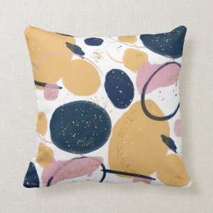 Trendy Pink Blue Strokes Abstract Creative Art Cushion