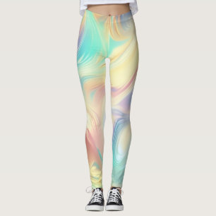Trendy Pink Blue yellow abstract waves Leggings