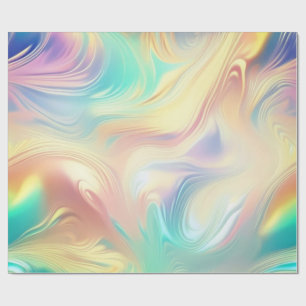 Trendy Pink Blue yellow abstract waves Wrapping Paper