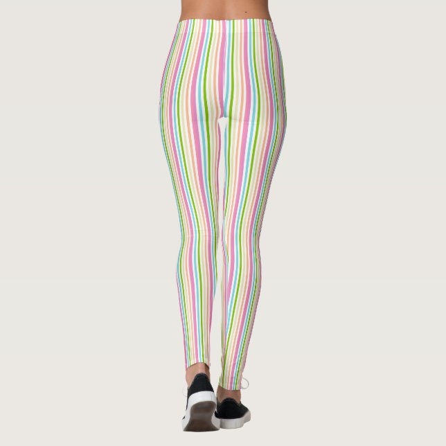 Trendy Pink Blue Yellow Green Colours Modern Leggings (Back)