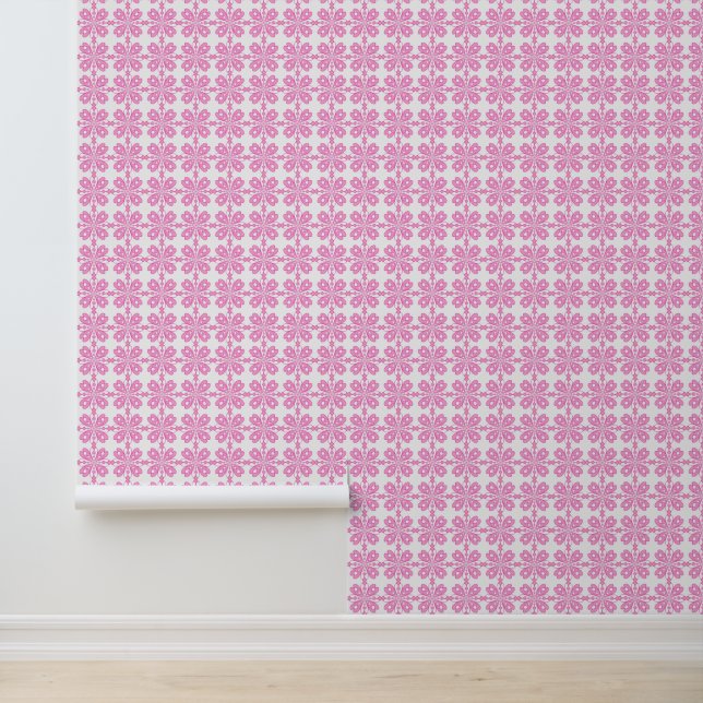 Trendy Pink Blush Blossom Seamless Pattern Wallpaper (Application)