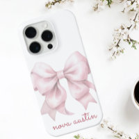 Trendy Pink Bow Personalised With Name Monogram