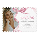 Trendy Pink Bow Photo Graduation Invitation