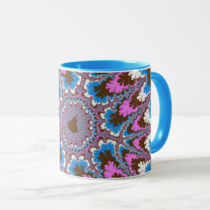Trendy Pink, Brown and Light Blue Fractal Mug