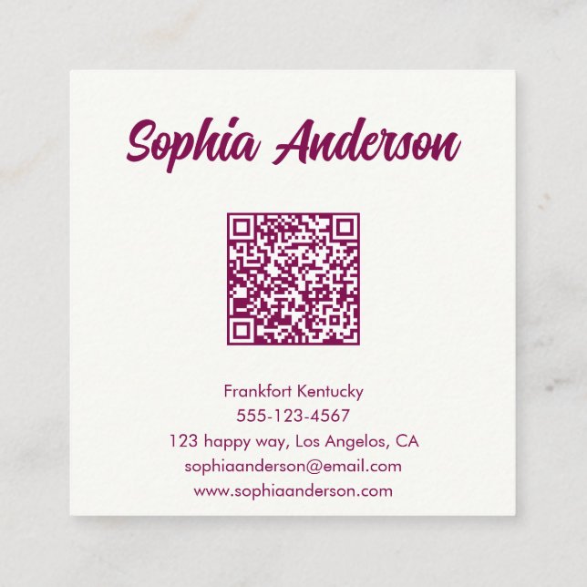 Trendy Pink Chequerboard with QR Code Square Business Card (Back)
