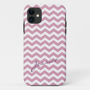 Trendy pink chevron zigzag with name Case-Mate iPhone case
