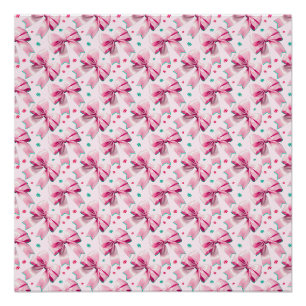 Trendy pink coquette bow pattern with cute girly poster
