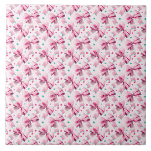 Trendy pink coquette bow pattern with cute girly tile