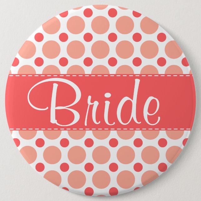 Trendy Pink & Coral Polka Dots 6 Cm Round Badge (Front)